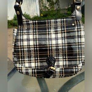 Patricia Nash Leather Double‎ Zip Crossbody Shoulder Bag Purse Plaid